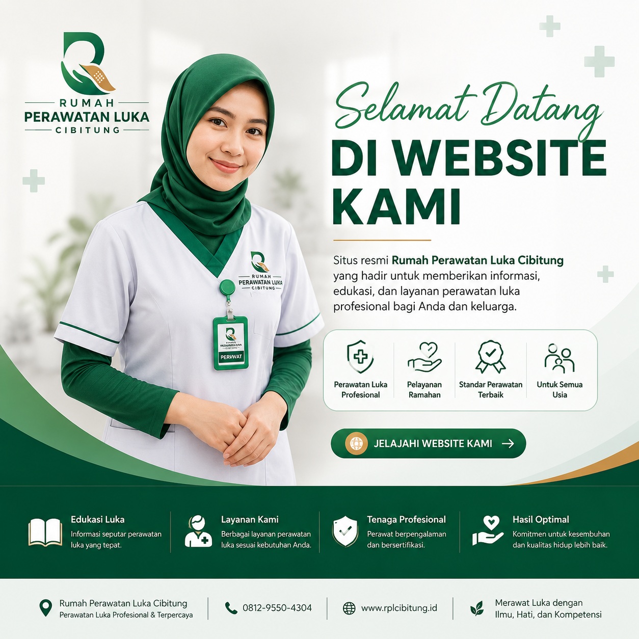 Perawat profesional menangani perawatan luka modern